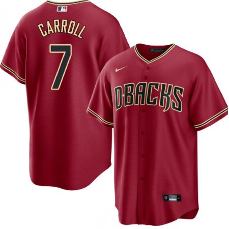Men's Arizona Diamondbacks #7 Corbin Carroll Red Cool Base Stitched Baseball Jersey Men's Arizona Diamondbacks #7 Corbin Carroll Red Cool Base Stitched Baseball Jersey