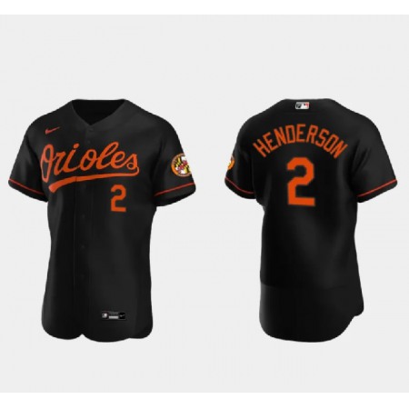 Men's Baltimore Orioles #2 Gunnar Henderson Black Flex Base Stitched Baseball Jersey