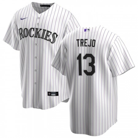 Men's Colorado Rockies #13 Alan Trejo White Stitched Baseball Jersey Men's Colorado Rockies #13 Alan Trejo White Stitched Baseball Jersey