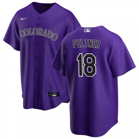 Men's Colorado Rockies #18 Ryan Feltner Purple Stitched Baseball Jersey Men's Colorado Rockies #18 Ryan Feltner Purple Stitched Baseball Jersey