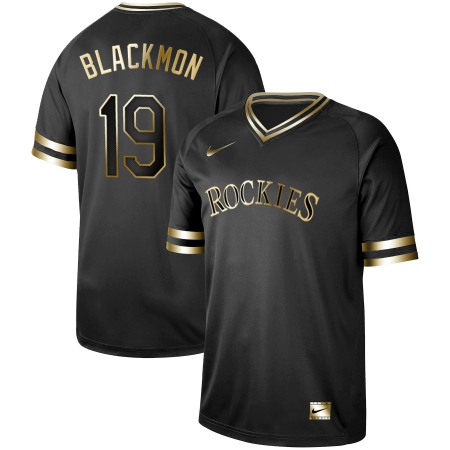 Men's Colorado Rockies #19 Charlie Blackmon Black Gold Stitched MLB Jersey Men's Colorado Rockies #19 Charlie Blackmon Black Gold Stitched MLB Jersey