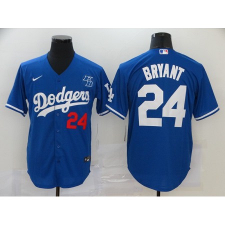 Men's Los Angeles Dodgers #24 Kobe Bryant Blue 2020 KB Patch Cool Base Stitched Jersey