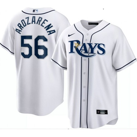 Men's Tampa Bay Rays #56 Randy Arozarena White Cool Base Stitched Baseball Jersey Men's Tampa Bay Rays #56 Randy Arozarena White Cool Base Stitched Baseball Jersey