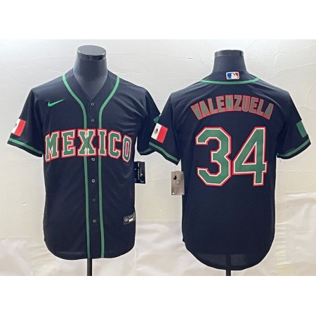 Men's Mexico Baseball #34 Fernando Valenzuela 2023 Black World Baseball Classic Stitched Jersey Men's Mexico Baseball #34 Fernando Valenzuela 2023 Black World Baseball Classic Stitched Jersey