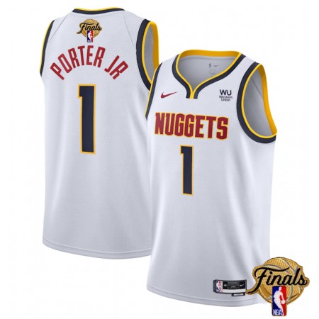 Men's Denver Nuggets #1 Michael Porter Jr. White 2023 Finals Association Edition Stitched Basketball Jersey Men's Denver Nuggets #1 Michael Porter Jr. White 2023 Finals Association Edition Stitched Basketball Jersey