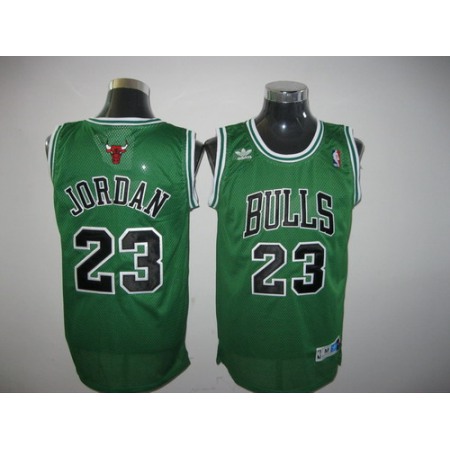 Bulls Throwback #23 Michael Jordan Green Stitched NBA Jersey
