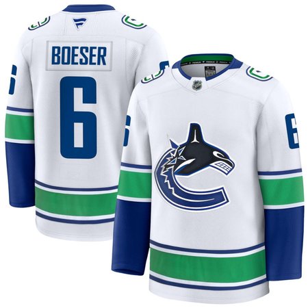 Men's Vancouver Canucks #6 Brock Boeser White Away Premium Jersey