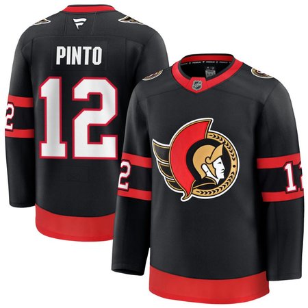 Men's Ottawa Senators #12 Shane Pinto Black Home Premium Player Jersey