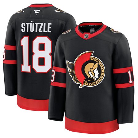 Men's Ottawa Senators #18 Tim Stutzle Black Home Premium Player Jersey