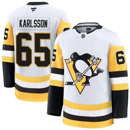 Men's Pittsburgh Penguins #65 Erik Karlsson White Away Premium Jersey