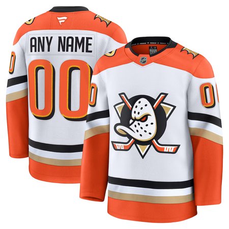 Men's Anaheim Ducks White Away Premium Custom Jersey