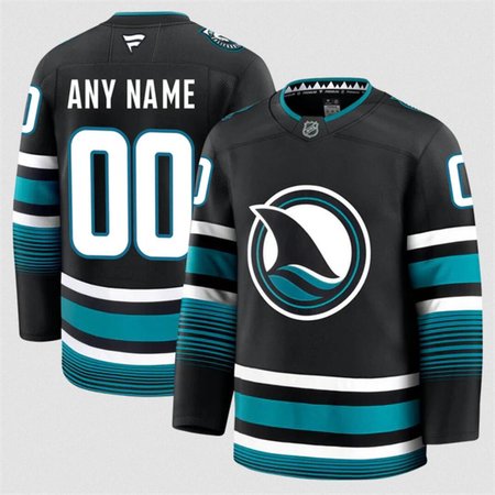 Men's San Jose Sharks Custom Black 2024-25 Alternate Stitched Hockey Premium Jersey