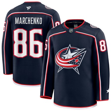 Men's Columbus Blue Jackets #86 Kirill Marchenko Navy 2024-25 Stitched Hockey Premium Jersey