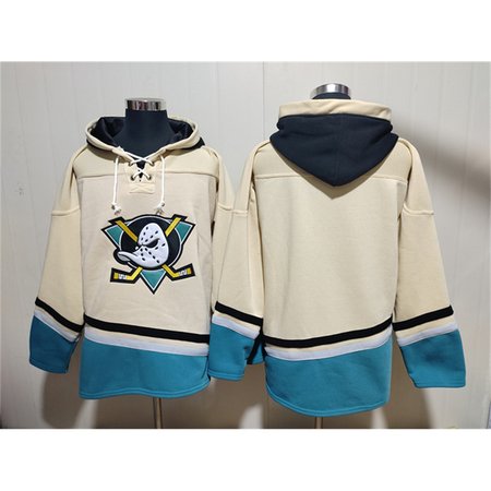 Men's Anaheim Ducks Blank Cream Ageless Must-Have Lace-Up Pullover Hoodie