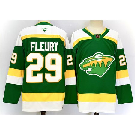 Men's Minnesota Wild #29 Marc-Andre Fleury Green 2024-25 Alternate Stitched Hockey Premium Jersey