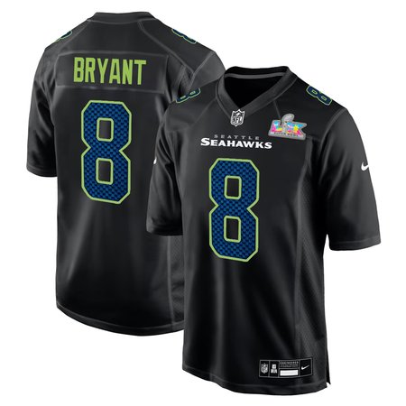 Youth Seattle Seahawks #8 Coby Bryant Black Super Bowl LX Patch Carbon Fashion Game Jersey