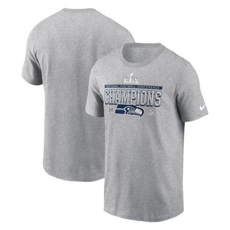 Men's Seattle Seahawks Nike Heather Gray 2025 NFC Champions Locker Room Trophy Collection T-Shirt