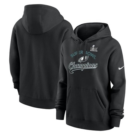 Women's Philadelphia Eagles Nike Black Super Bowl LIX Champions Tailsweep Pullover Hoodie Women's Philadelphia Eagles Nike Black Super Bowl LIX Champions Tailsweep Pullover Hoodie