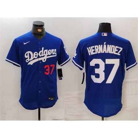 Men's Los Angeles Dodgers #37 Teoscar Hernandez Blue Flex Base Stitched Baseball Jersey
