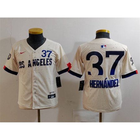 Youth Los Angeles Dodgers #37 Teoscar Hernandez Cream 2024 City Connect Limited Stitched Baseball Jersey