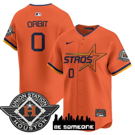 Men's Houston Astros #0 Orbit Orange 2025 City Connect Limited Stitched Baseball Jersey