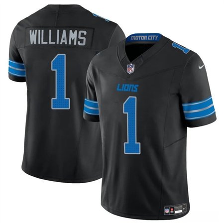 Men's Detroit Lions #1 Jameson Williams Black 2025 F.U.S.E. Vapor Limited Stitched Jersey