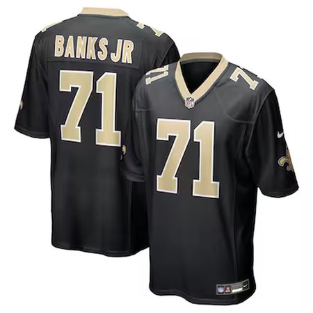 Men's New Orleans Saints #1 Kelvin Banks Jr. Nike Black 2025 NFL Draft First Round Pick Game Jersey Men's New Orleans Saints #1 Kelvin Banks Jr. Nike Black 2025 NFL Draft First Round Pick Game Jersey
