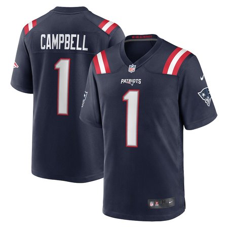 Men's New England Patriots #1 Will Campbell Nike Navy 2025 NFL Draft First Round Pick Game Jersey