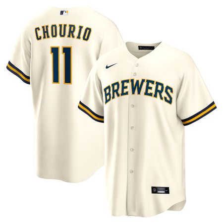 Men's Milwaukee Brewers #11 Jackson Chourio Nike Cream Home Replica Jersey