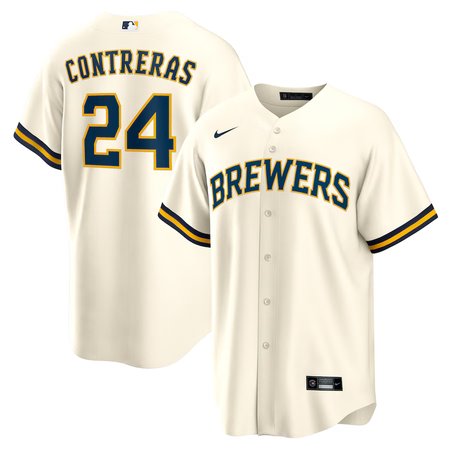 Men's Milwaukee Brewers #24 William Contreras Nike Cream Home Replica Jersey