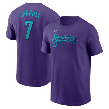 Men's Arizona Diamondbacks #7 Corbin Carroll Purple 2025 City Connect Name & Number T-Shirt