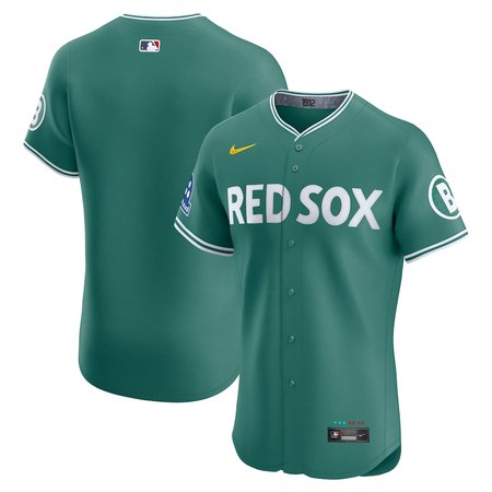 Men's Boston Red Sox Nike Green 2025 City Connect Elite Jersey With Sponsor Patch