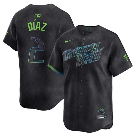 Youth Tampa Bay Rays #2 Yandy Diaz Charcoal 2024 City Connect Limited Stitched Baseball Jersey Youth Tampa Bay Rays #2 Yandy Diaz Charcoal 2024 City Connect Limited Stitched Baseball Jersey