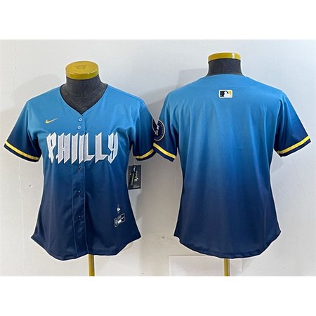 Women's Philadelphia Phillies Blank Blue 2024 City Connect Limited Stitched Baseball Jersey Women's Philadelphia Phillies Blank Blue 2024 City Connect Limited Stitched Baseball Jersey