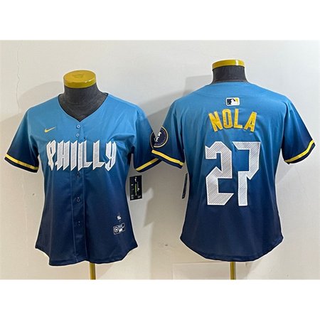 Youth Philadelphia Phillies #27 Aaron Nola Blue 2024 City Connect Limited Stitched Baseball Jersey Youth Philadelphia Phillies #27 Aaron Nola Blue 2024 City Connect Limited Stitched Baseball Jersey