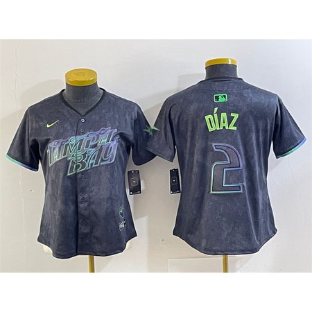 Women's Tampa Bay Rays #2 Yandy Diaz Charcoal 2024 City Connect Limited Stitched Baseball Jersey(Run Small) Women's Tampa Bay Rays #2 Yandy Diaz Charcoal 2024 City Connect Limited Stitched Baseball Jersey(Run Small)