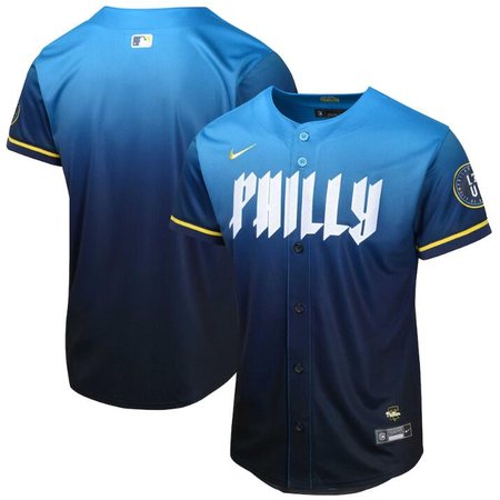Youth Philadelphia Phillies Blank Blue 2024 City Connect Limited Stitched Baseball Jersey Youth Philadelphia Phillies Blank Blue 2024 City Connect Limited Stitched Baseball Jersey