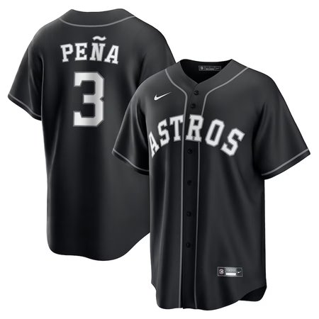 Men's Houston Astros #3 Jeremy Pena Nike Black Lights Out Replica Player Jersey