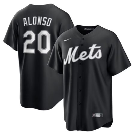 Men's New York Mets #20 Pete Alonso Nike Black Lights Out Replica Player Jersey