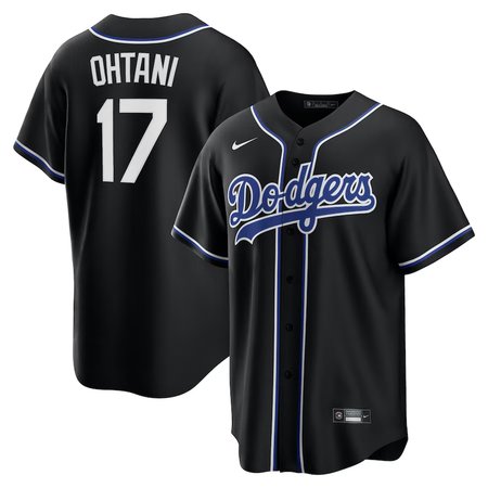 Men's Los Angeles Dodgers #17 Shohei Ohtani Nike Black Lights Out Replica Player Jersey