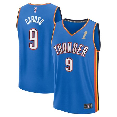 Youth Oklahoma City Thunder #9 Alex Caruso Blue 2025 NBA Finals Champions Fast Break Replica Player Icon Edition Jersey