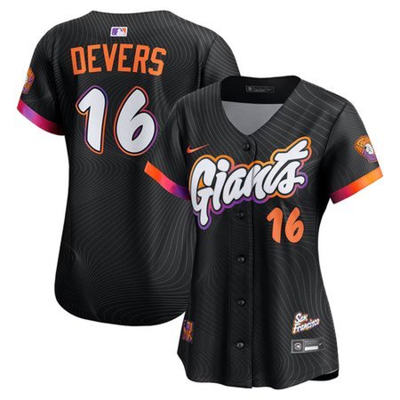 Women's San Francisco Giants #16 Rafael Devers Black 2025 City Connect Limited Player Jersey