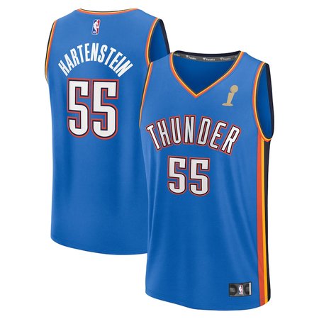 Youth Oklahoma City Thunder #55 Isaiah Hartenstein Fanatics Blue 2025 NBA Finals Champions Fast Break Replica Player Icon Edition Jersey