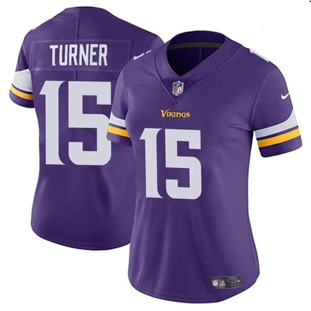 Women's Minnesota Vikings #15 Dallas Turner Purple 2024 DraftVapor Stitched Jersey(Run Small) Women's Minnesota Vikings #15 Dallas Turner Purple 2024 DraftVapor Stitched Jersey(Run Small)