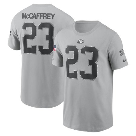 Men's San Francisco 49ers Christian McCaffrey Nike Gray 2024 Salute To Service Name & Number T-Shirt Men's San Francisco 49ers Christian McCaffrey Nike Gray 2024 Salute To Service Name & Number T-Shirt