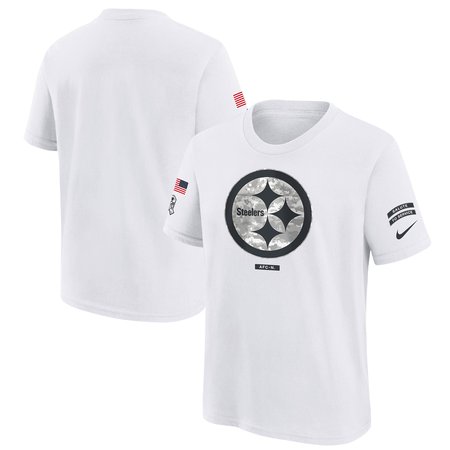 Youth Pittsburgh Steelers Nike White 2024 Salute To Service T-Shirt