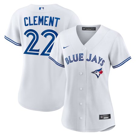 Women's Toronto Blue Jays #22 Ernie Clement White Home Replica Jersey