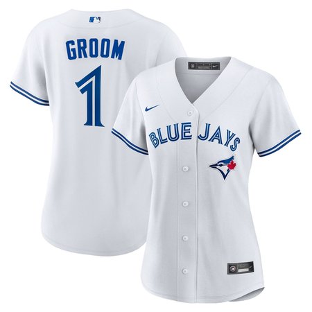 Women's Toronto Blue Jays #1 Groom White Home Replica Jersey