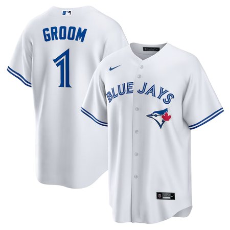 Men's Toronto Blue Jays #1 Groom White Home Replica Jersey