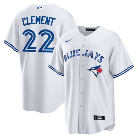Men's Toronto Blue Jays #22 Ernie Clement White Home Replica Jersey